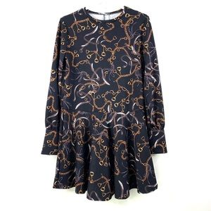 Zara Equestrian Pleated Drop Waistline Dress Sz S